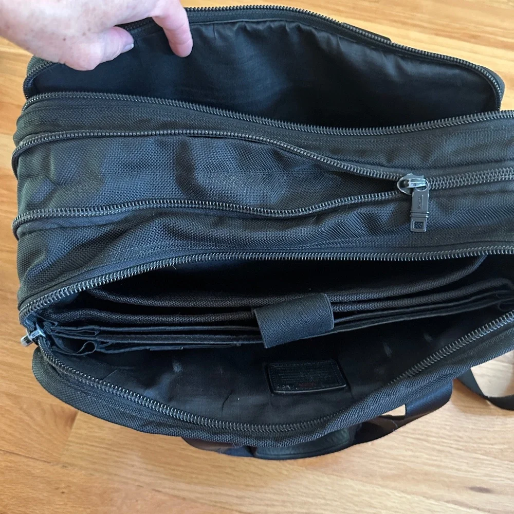Tumi Alpha Expandable Black Nylon Satchel Crossbody